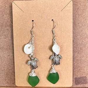 SEA GLASS TURTLE EARRINGS